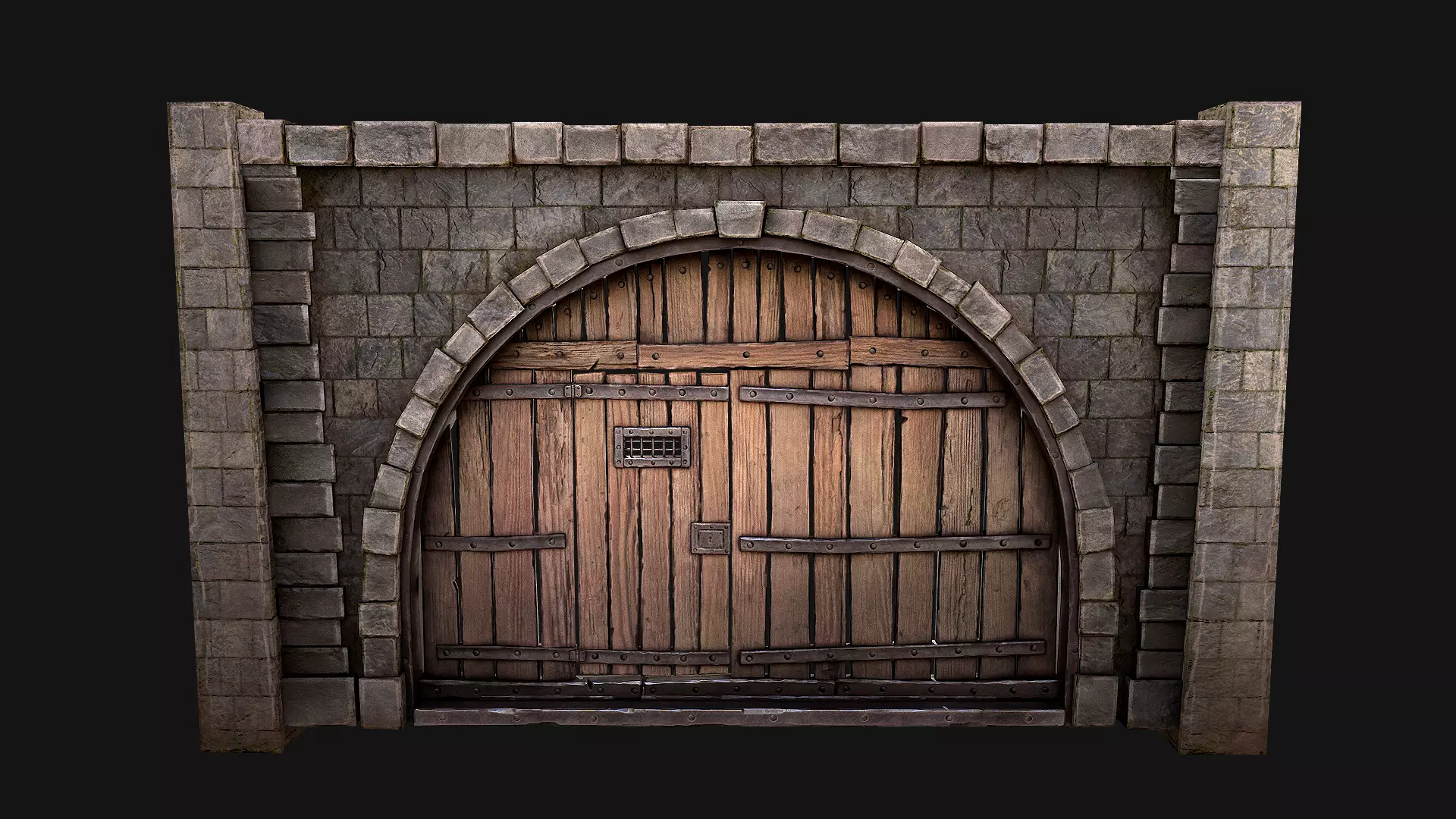 Medieval Prison Door  Low-poly 3D model_0