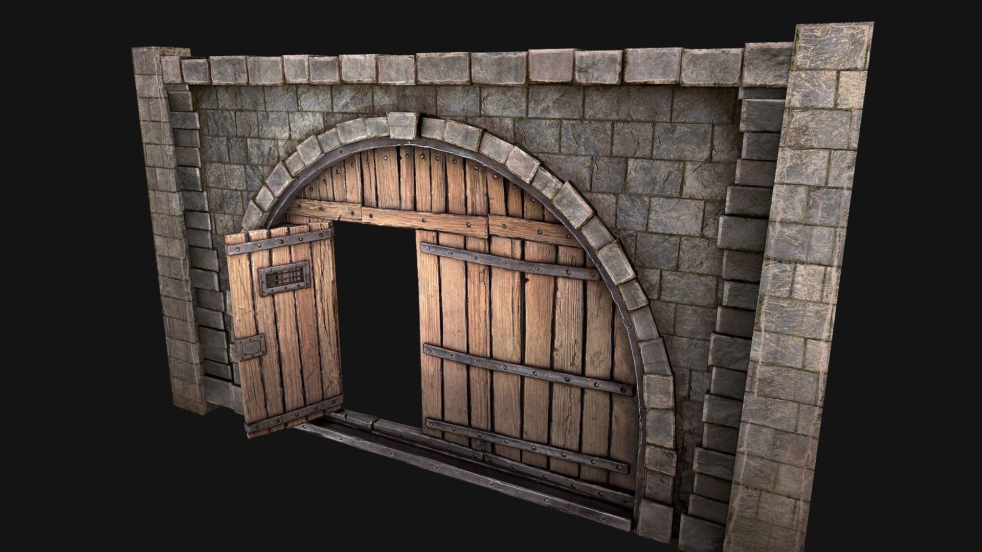 Medieval Prison Door  Low-poly 3D model_6