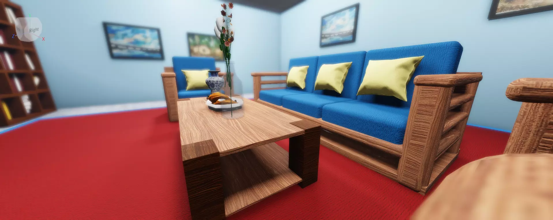 Mid-High poly 3D sofa model Low-poly 3D model_0