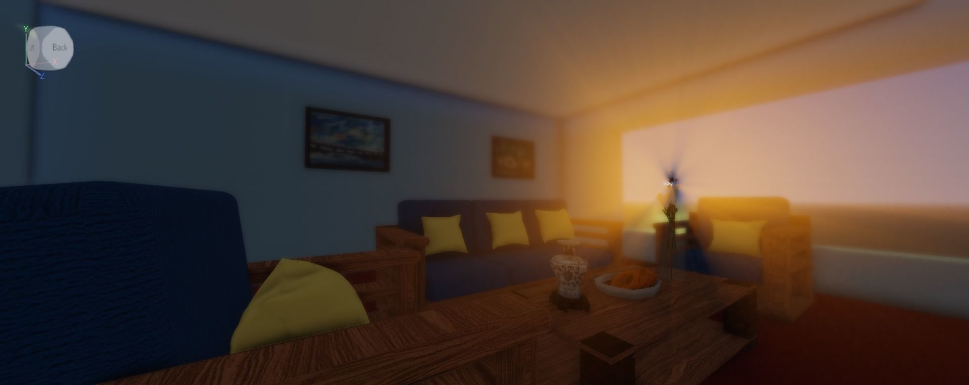 Mid-High poly 3D sofa model Low-poly 3D model_2