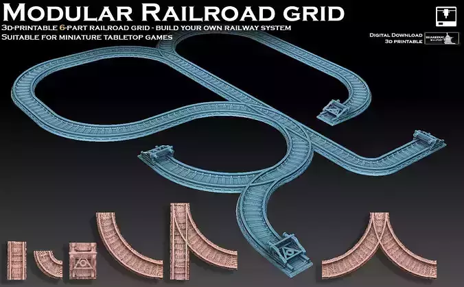 Modular Railroad Grid 3D print model