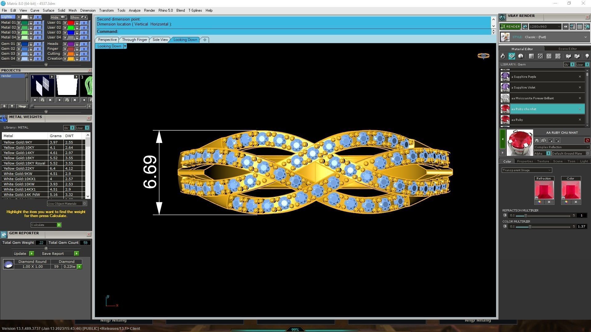 vietnamese diamond women fashion ring 4537 3D print model_6