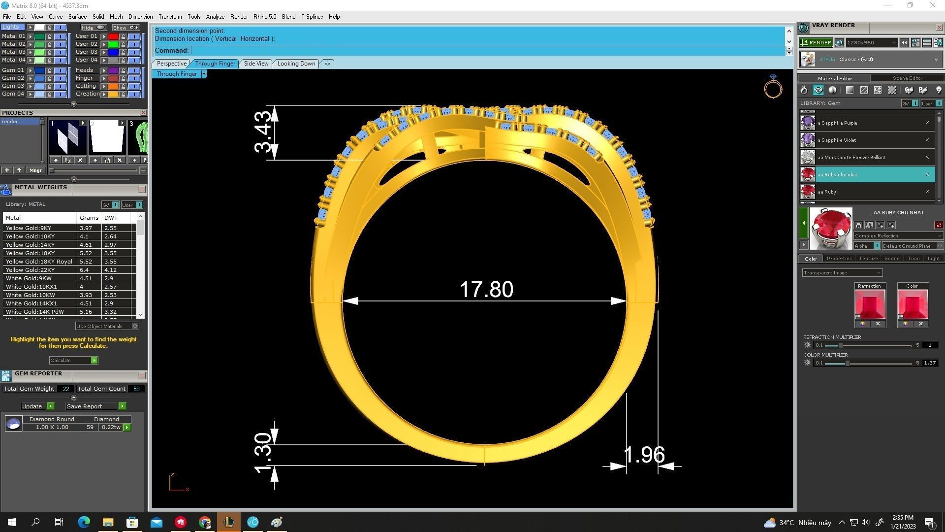 vietnamese diamond women fashion ring 4537 3D print model_4