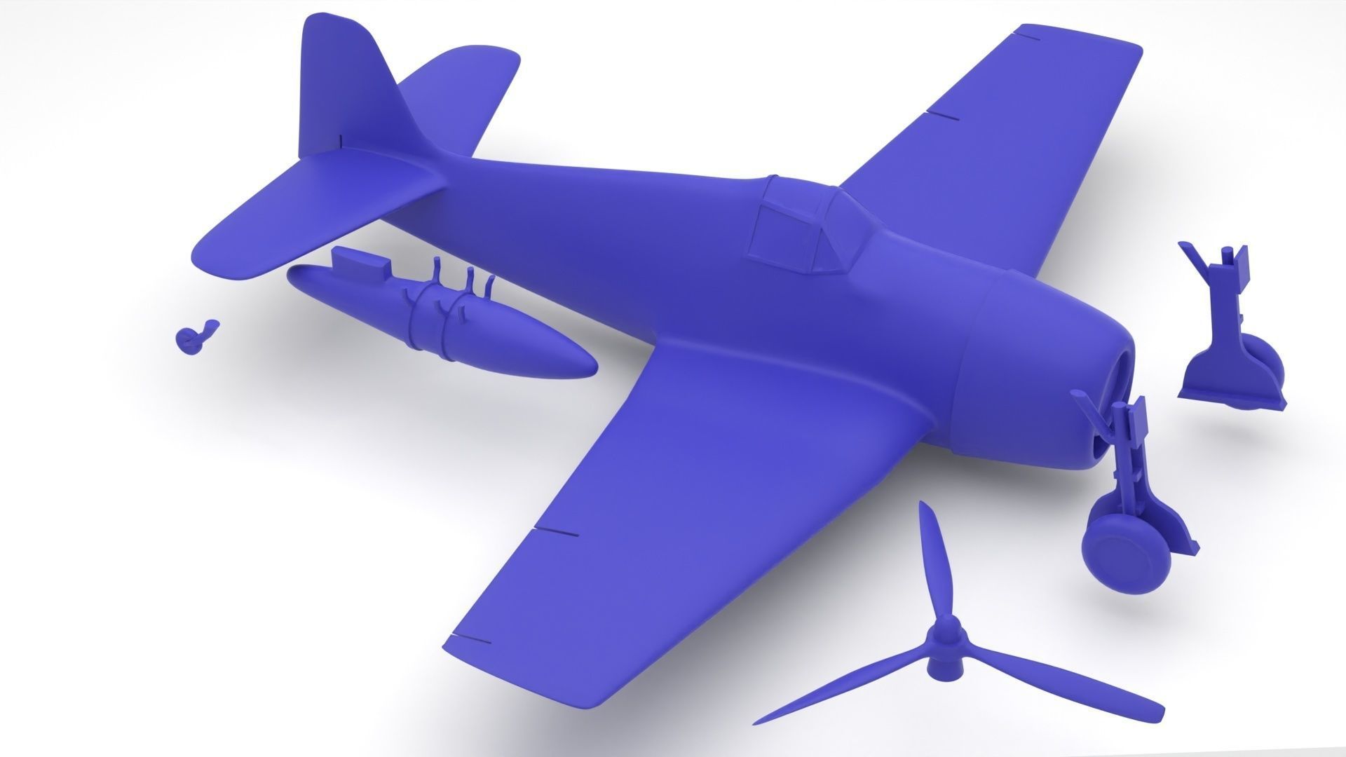 Grumman F6F Hellcat - 3d printer ready 3D print model_1