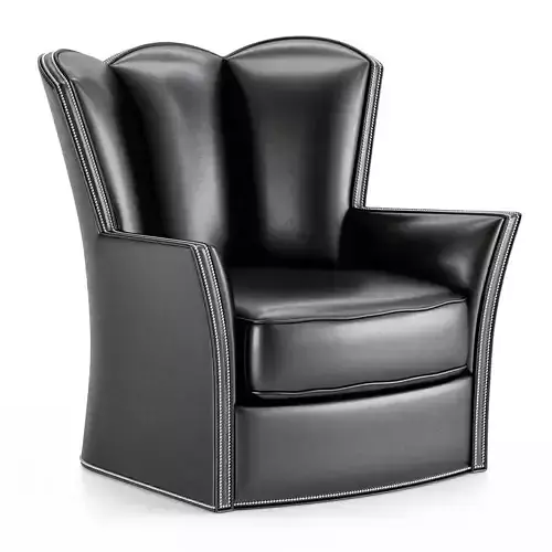 Pair of Contemporary Black Leather Studded Club Chairs