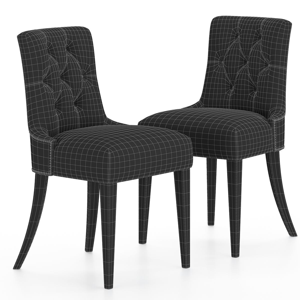 RL-CHA-LINELL two dining chairs with upholstered backs and legs Low-poly 3D model_2
