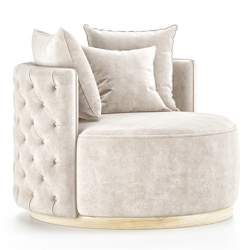 ScandalMADEMOISELLE swivel chair velvet Low-poly 3D model 2