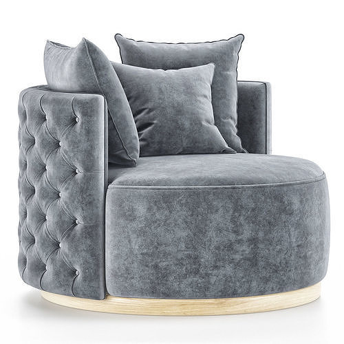 ScandalMADEMOISELLE swivel chair velvet Low-poly 3D model 3
