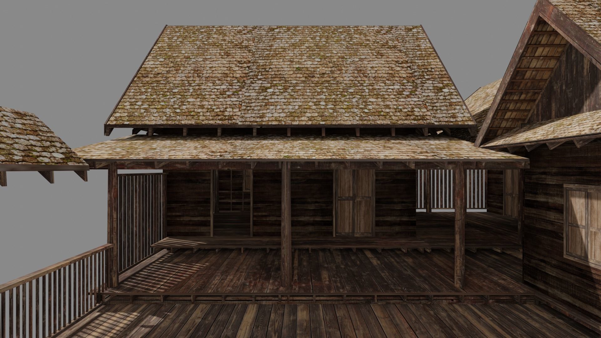 Ancient Thai wooden house2 Low-poly 3D model_5