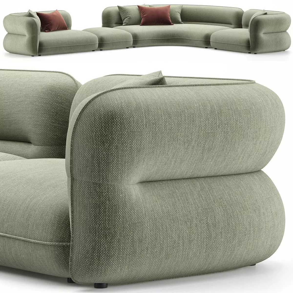 Bufa Sofa Low-poly 3D model_0