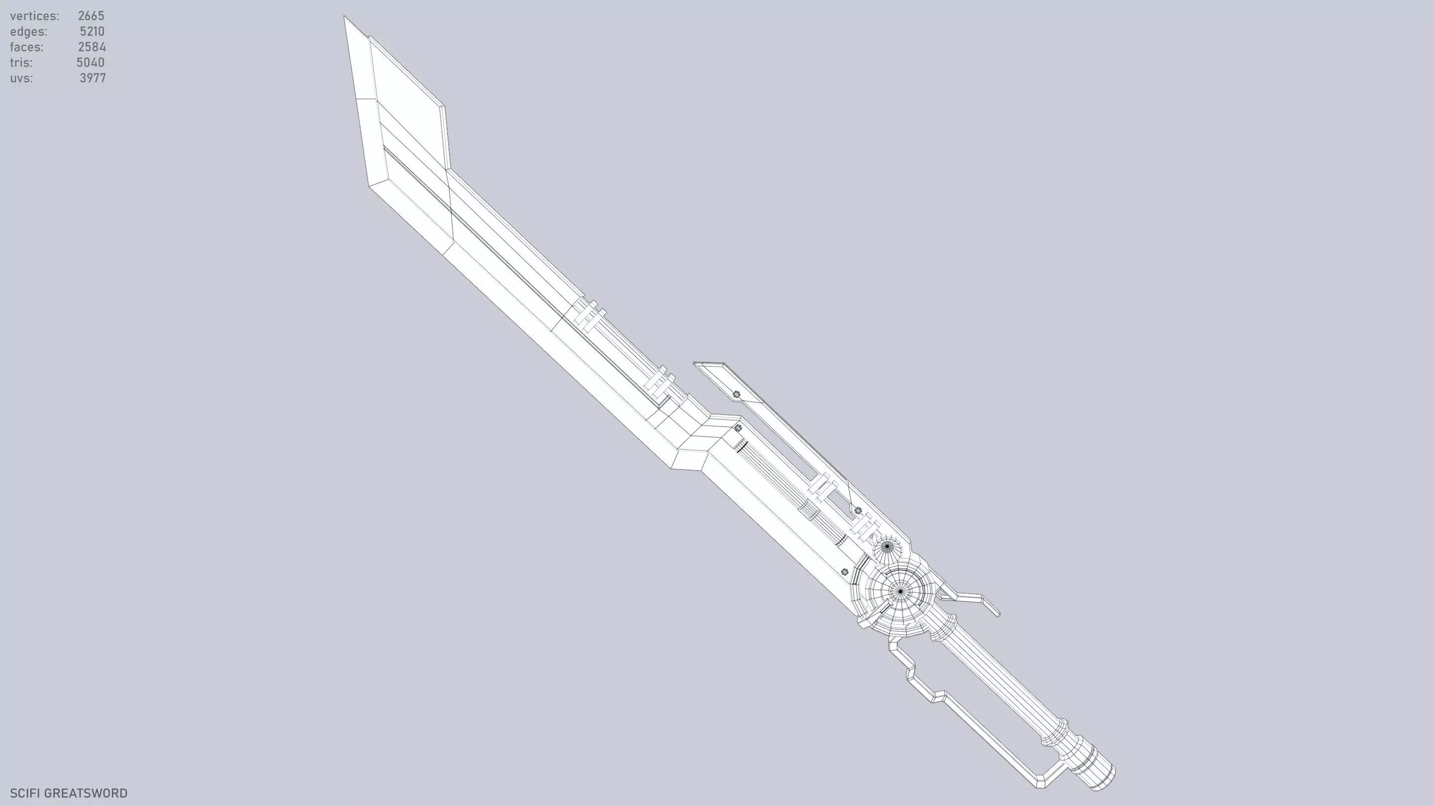 Scifi greatsword Low-poly 3D model_10