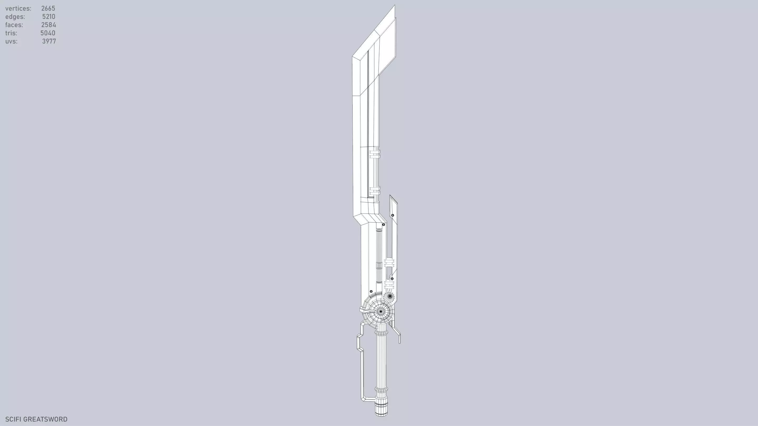 Scifi greatsword Low-poly 3D model_9