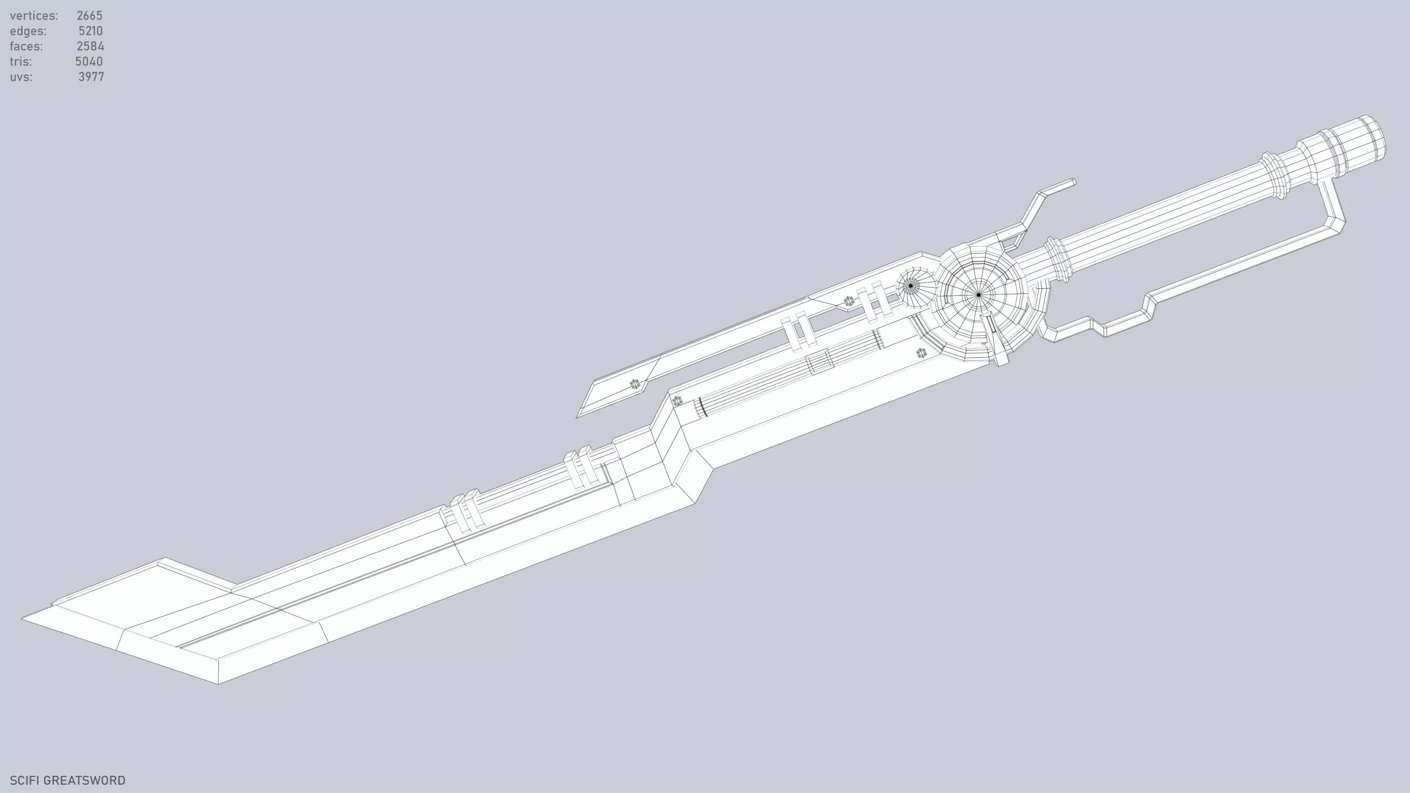 Scifi greatsword Low-poly 3D model_11