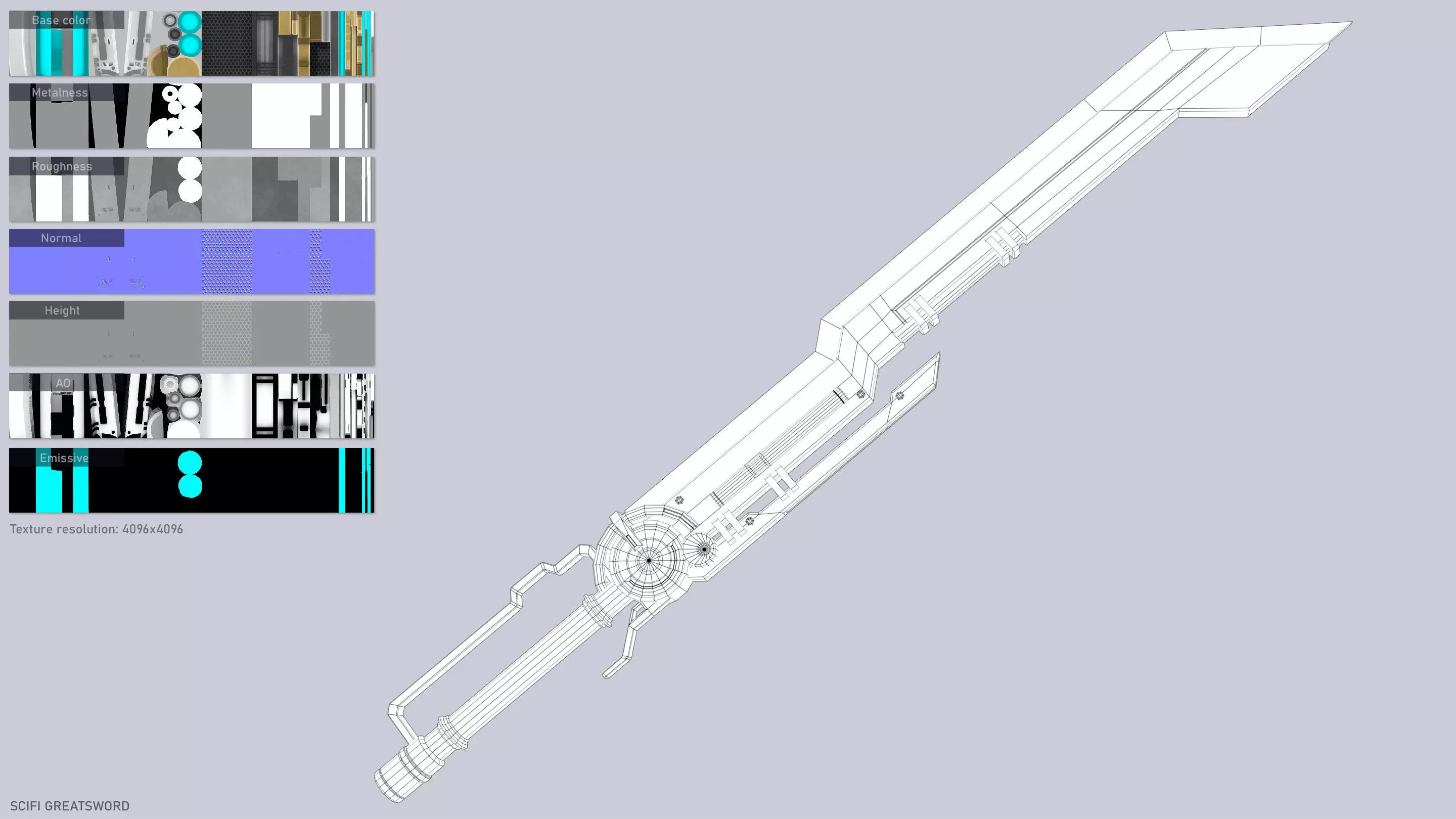Scifi greatsword Low-poly 3D model_3
