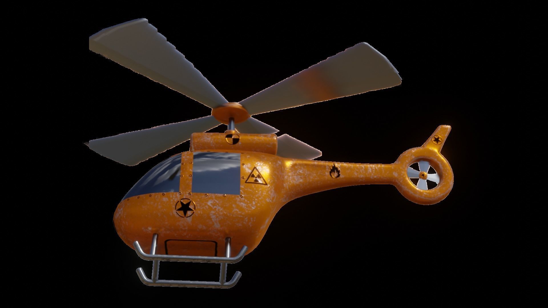Heli Copter Low-poly 3D model_7
