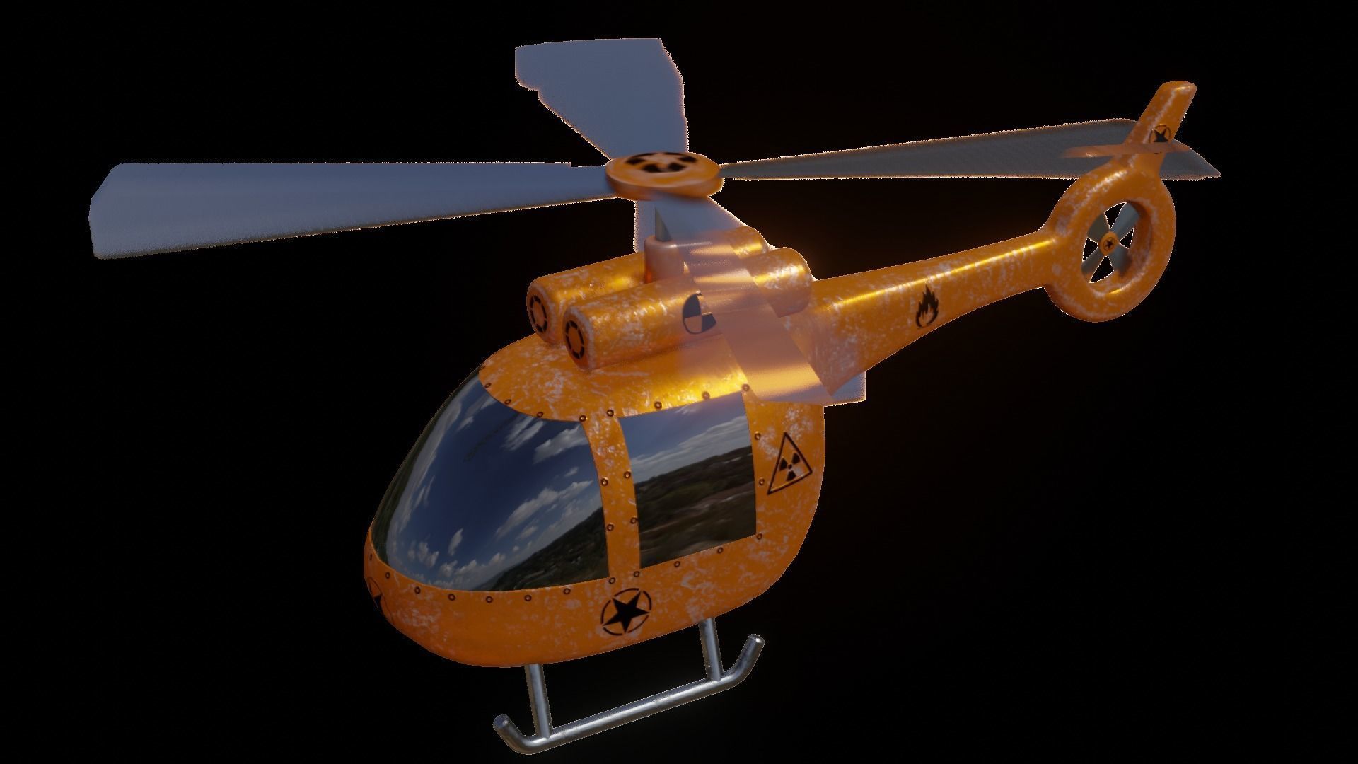Heli Copter Low-poly 3D model_1