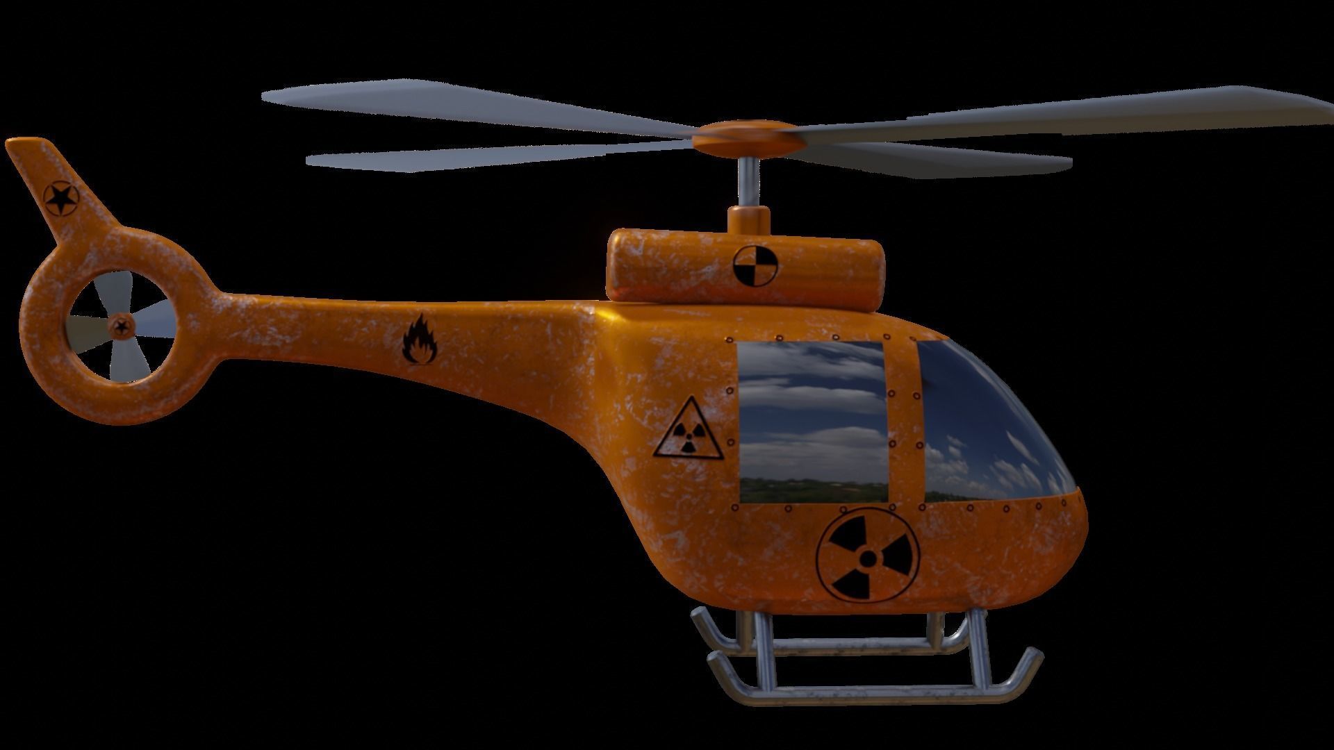 Heli Copter Low-poly 3D model_3