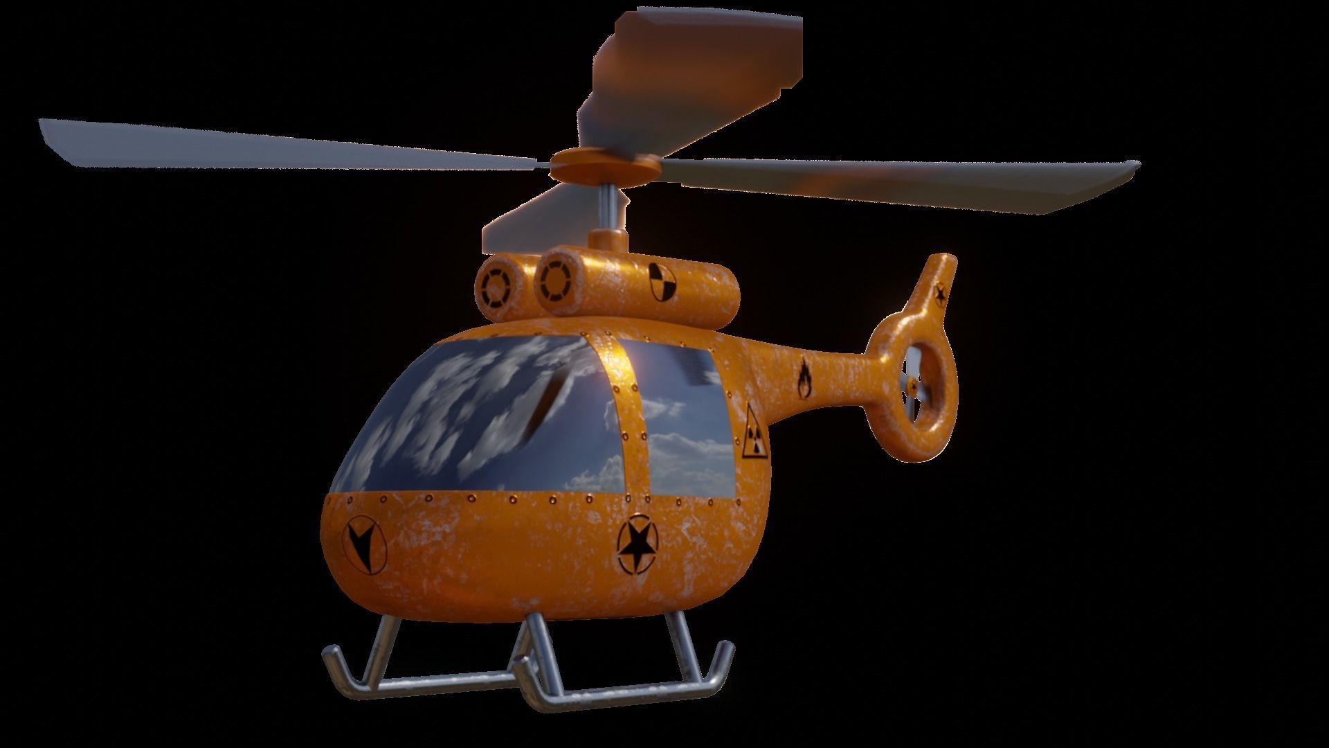 Heli Copter Low-poly 3D model_5