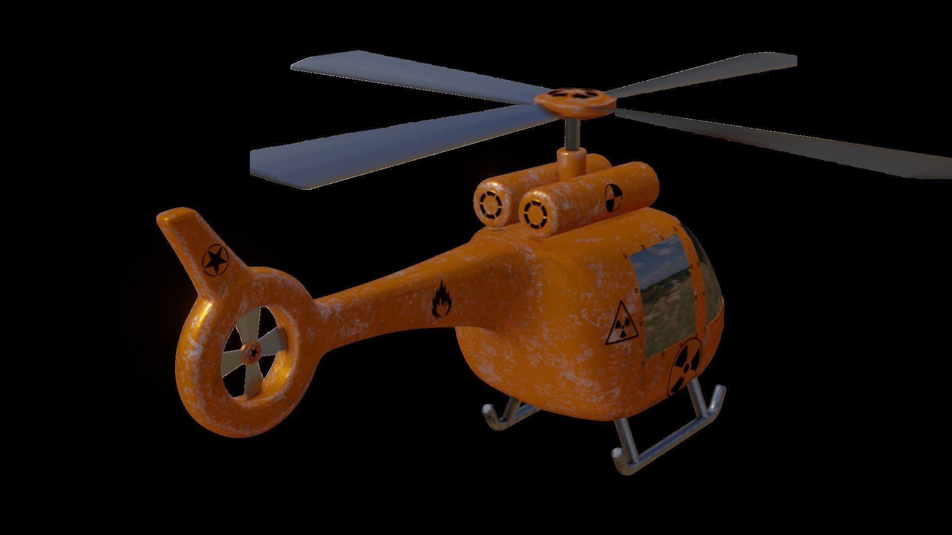 Heli Copter Low-poly 3D model_2