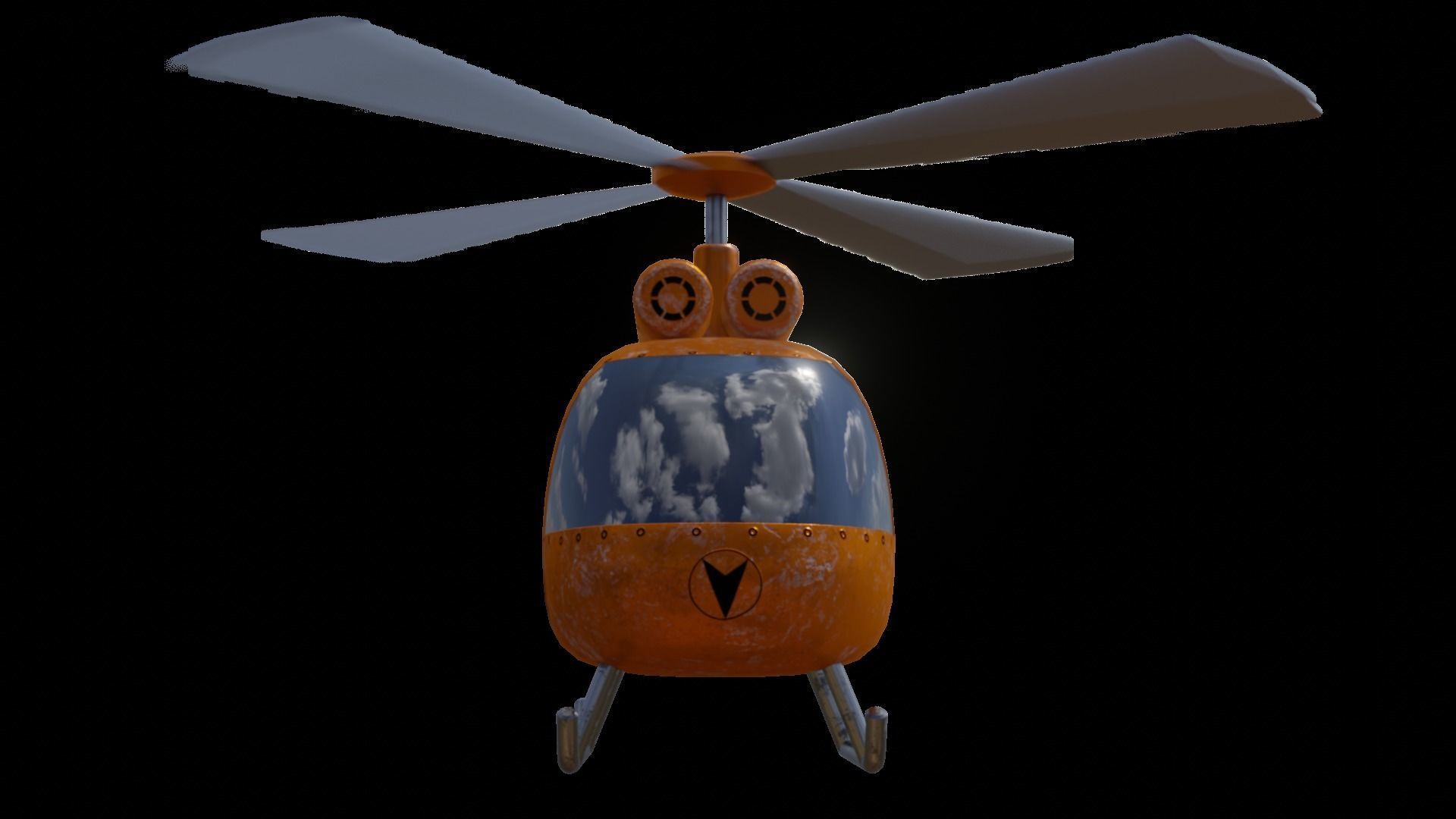 Heli Copter Low-poly 3D model_4