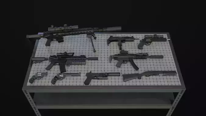 Weapons Pack Low-poly 3D model