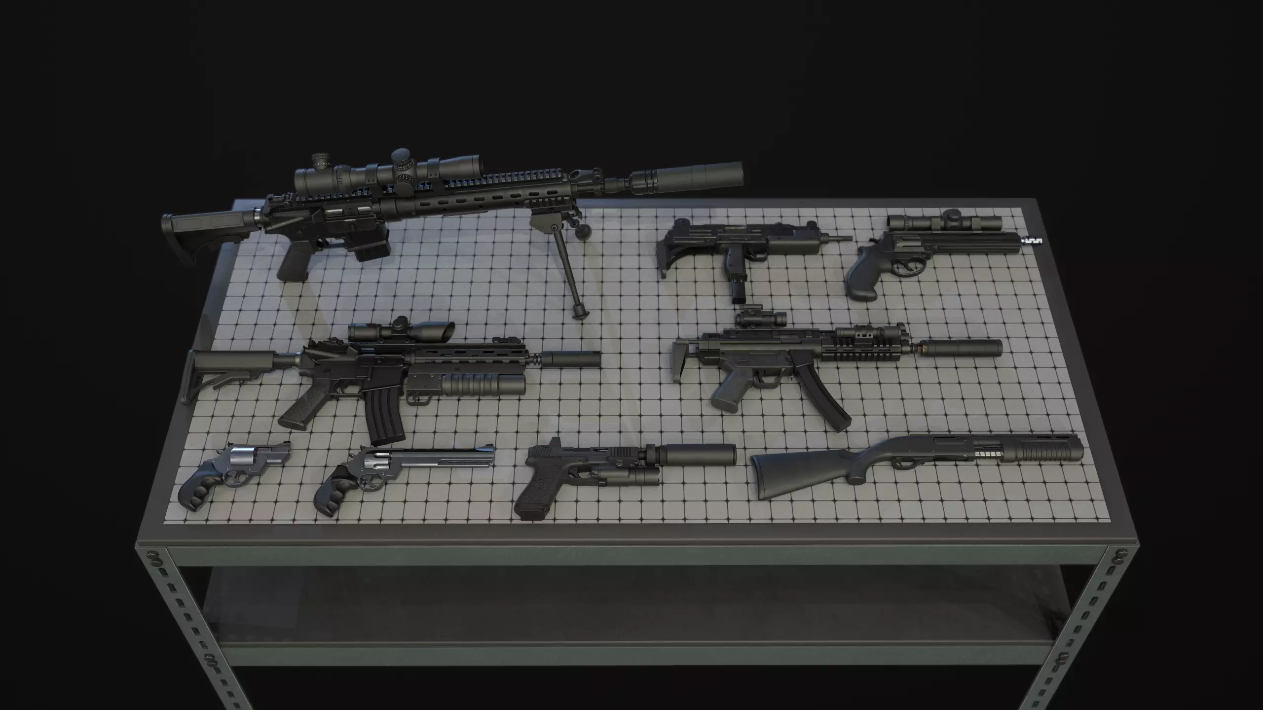 Weapons Pack Low-poly 3D model_0