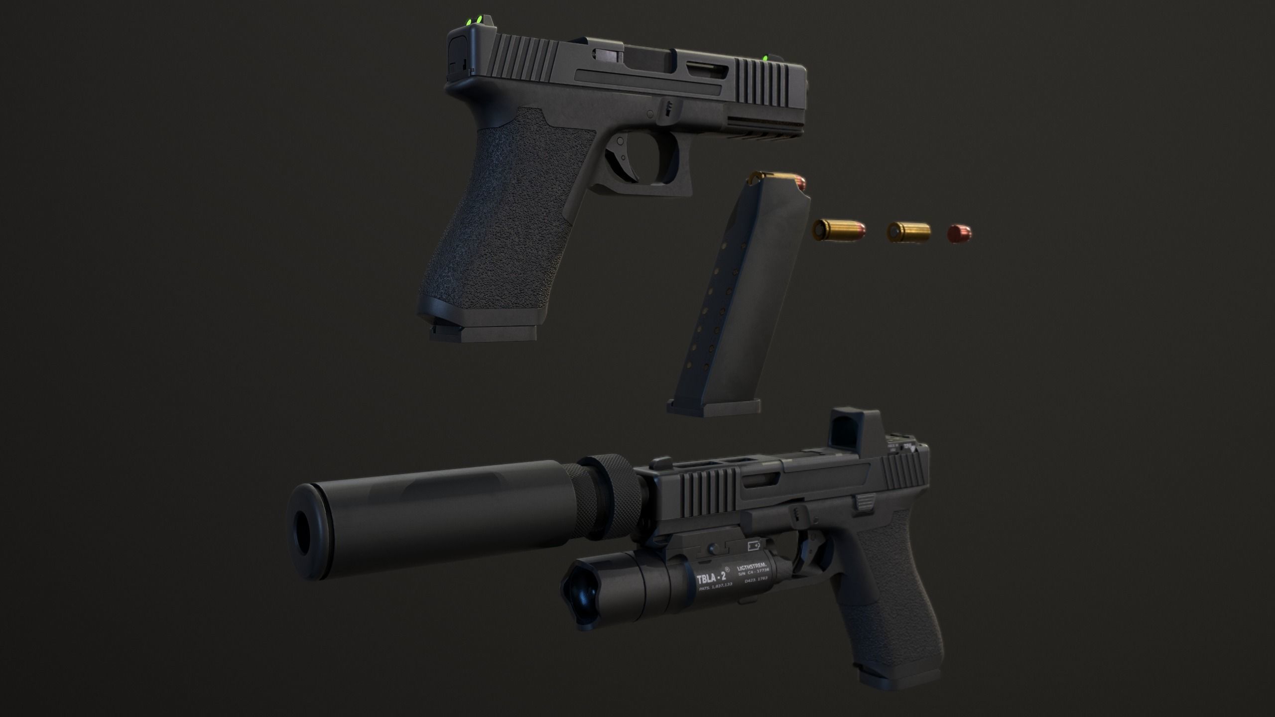 Weapons Pack Low-poly 3D model_12