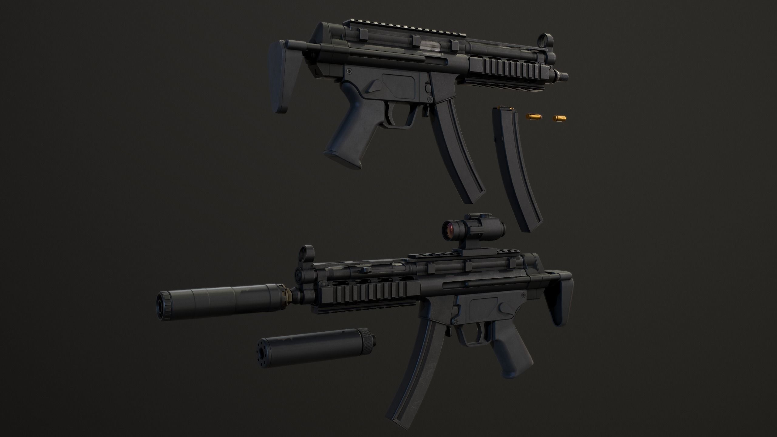 Weapons Pack Low-poly 3D model_15