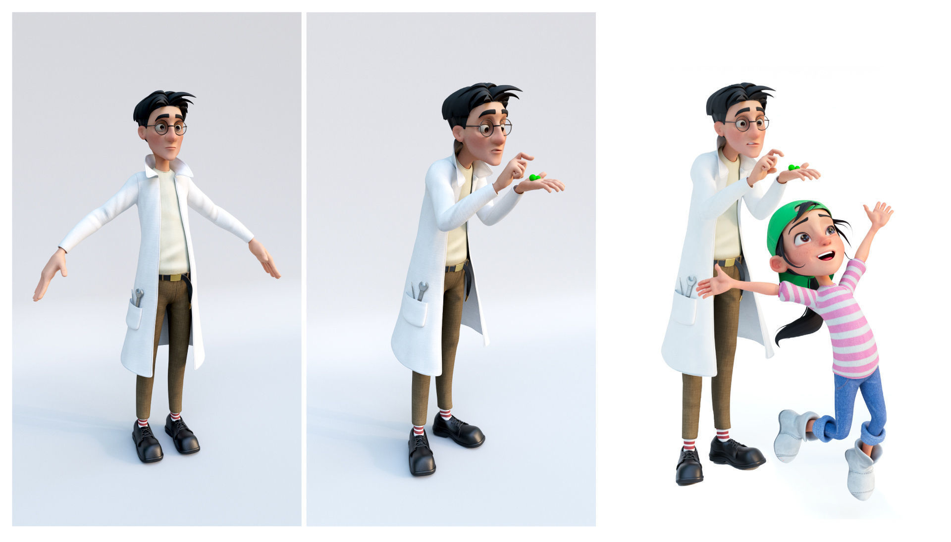 Cartoon Noola Family 6 characters Rigged 3D model_4