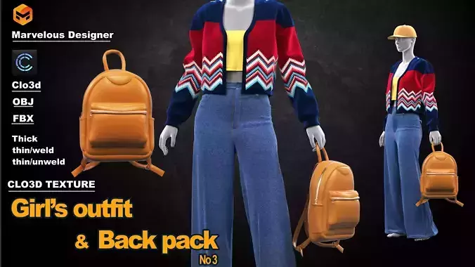 Girl outfit with Backpack