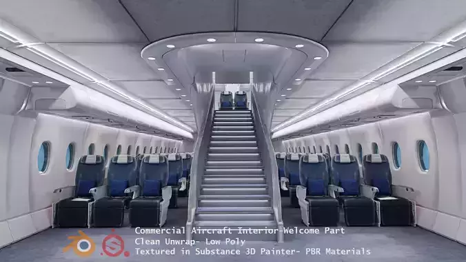 Airbus A380 interior 3D model -Welcome part of aircraft Low-poly 3D model