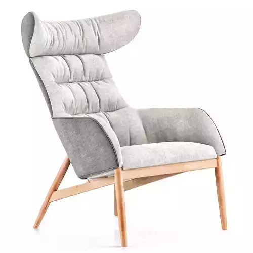 Ritzwell lounge chair with fabric and wooden legs