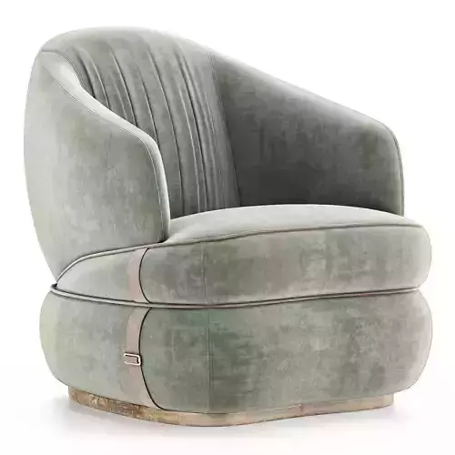 Velvet armchair with armrests BLOOM By Turri Low-poly 3D model