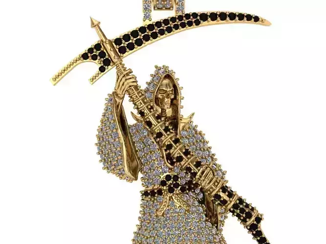 Grim Reaper Small - Gold Pendant