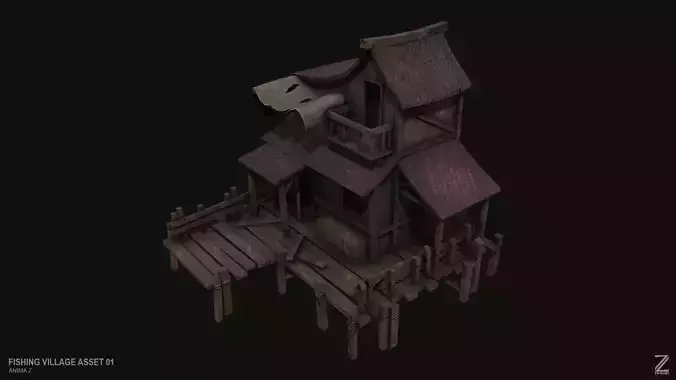 Fishing village asset 01 Low-poly 3D model