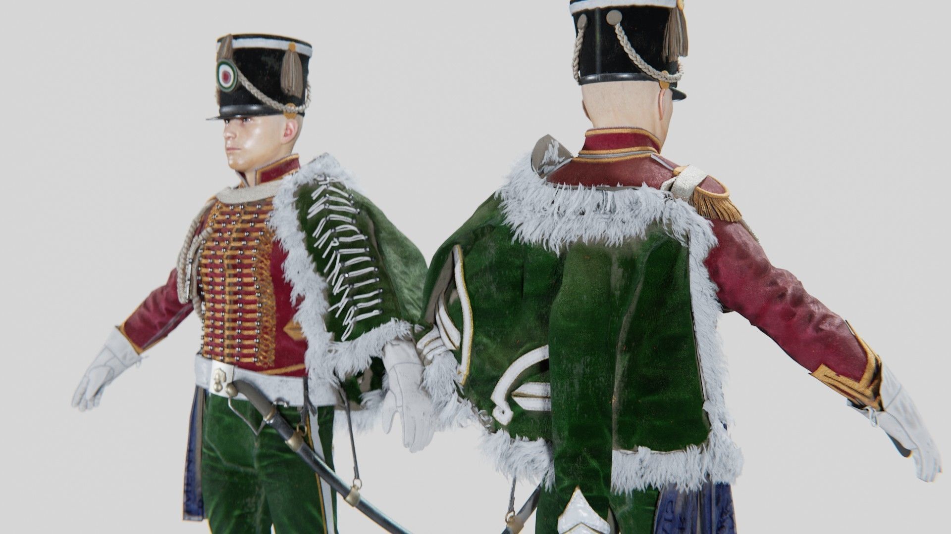 Soldier Napoleon High Rank Officer Rigged Low-poly 3D model_8