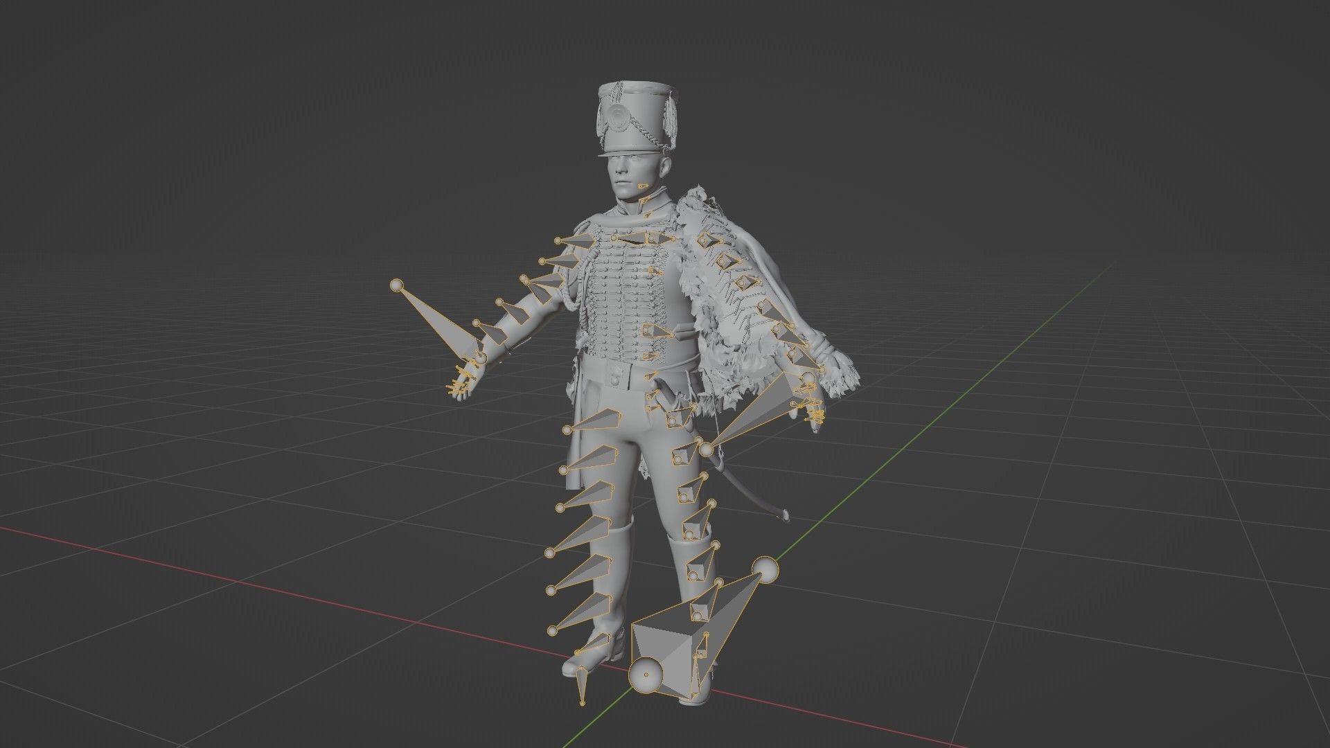 Soldier Napoleon High Rank Officer Rigged Low-poly 3D model_19
