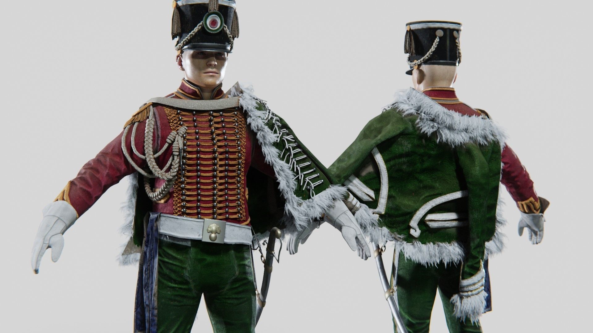 Soldier Napoleon High Rank Officer Rigged Low-poly 3D model_5