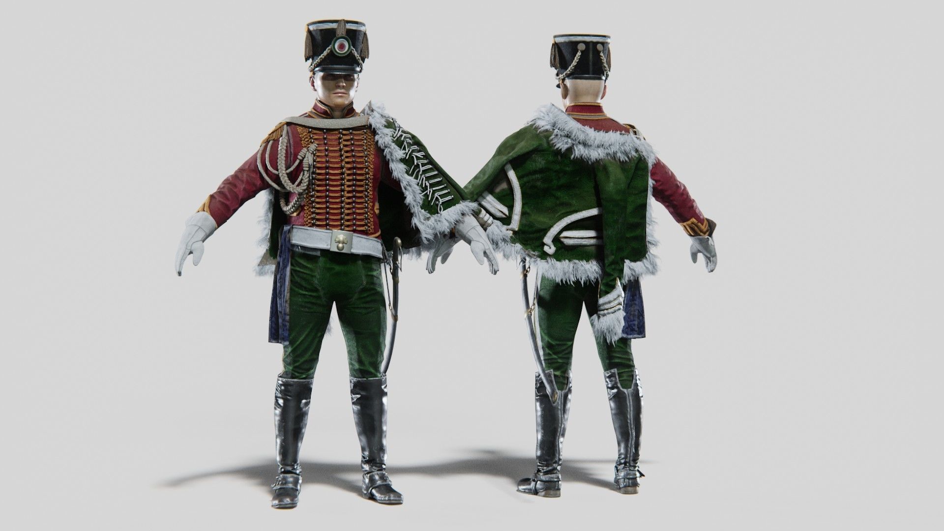 Soldier Napoleon High Rank Officer Rigged Low-poly 3D model_4