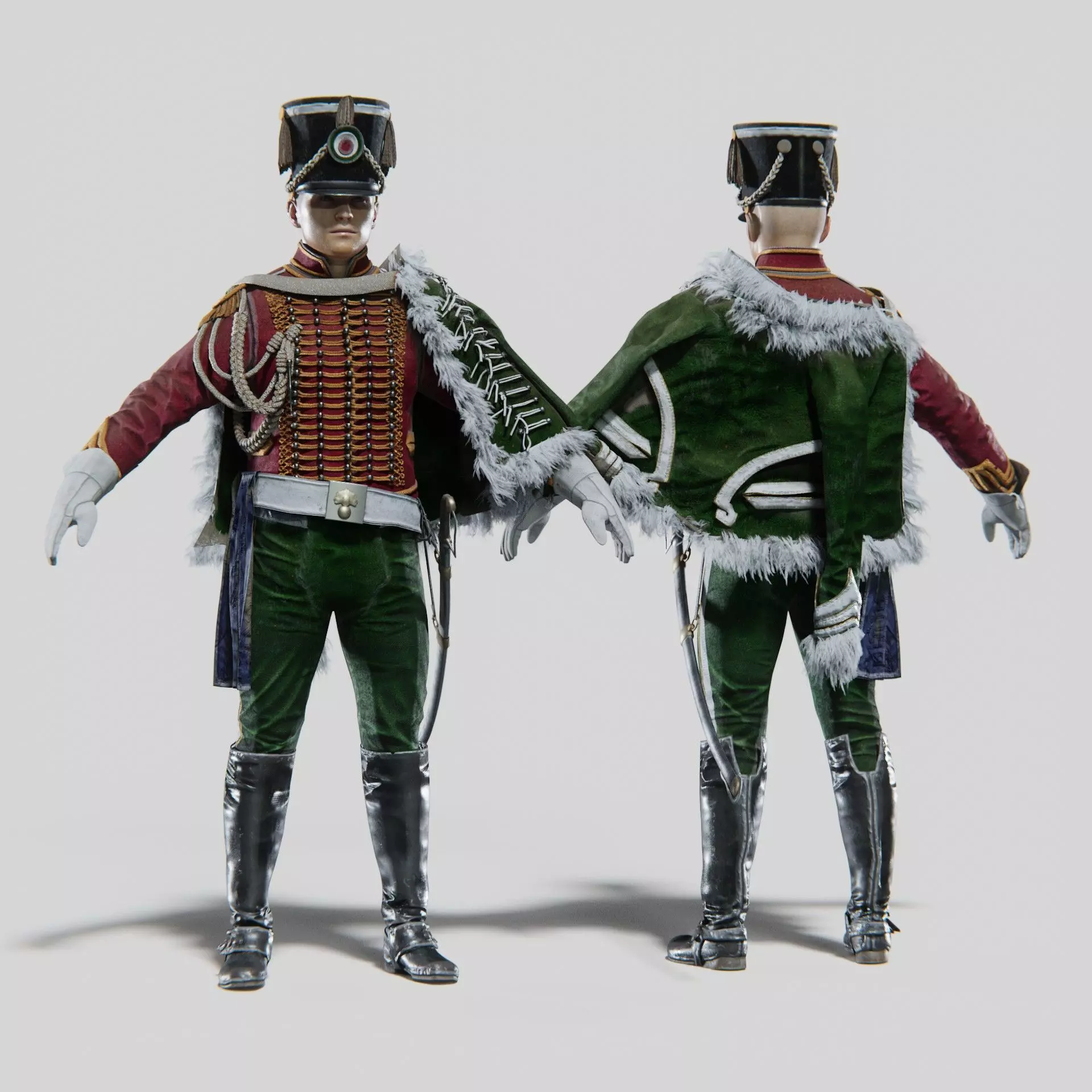 Soldier Napoleon High Rank Officer Rigged Low-poly 3D model_0