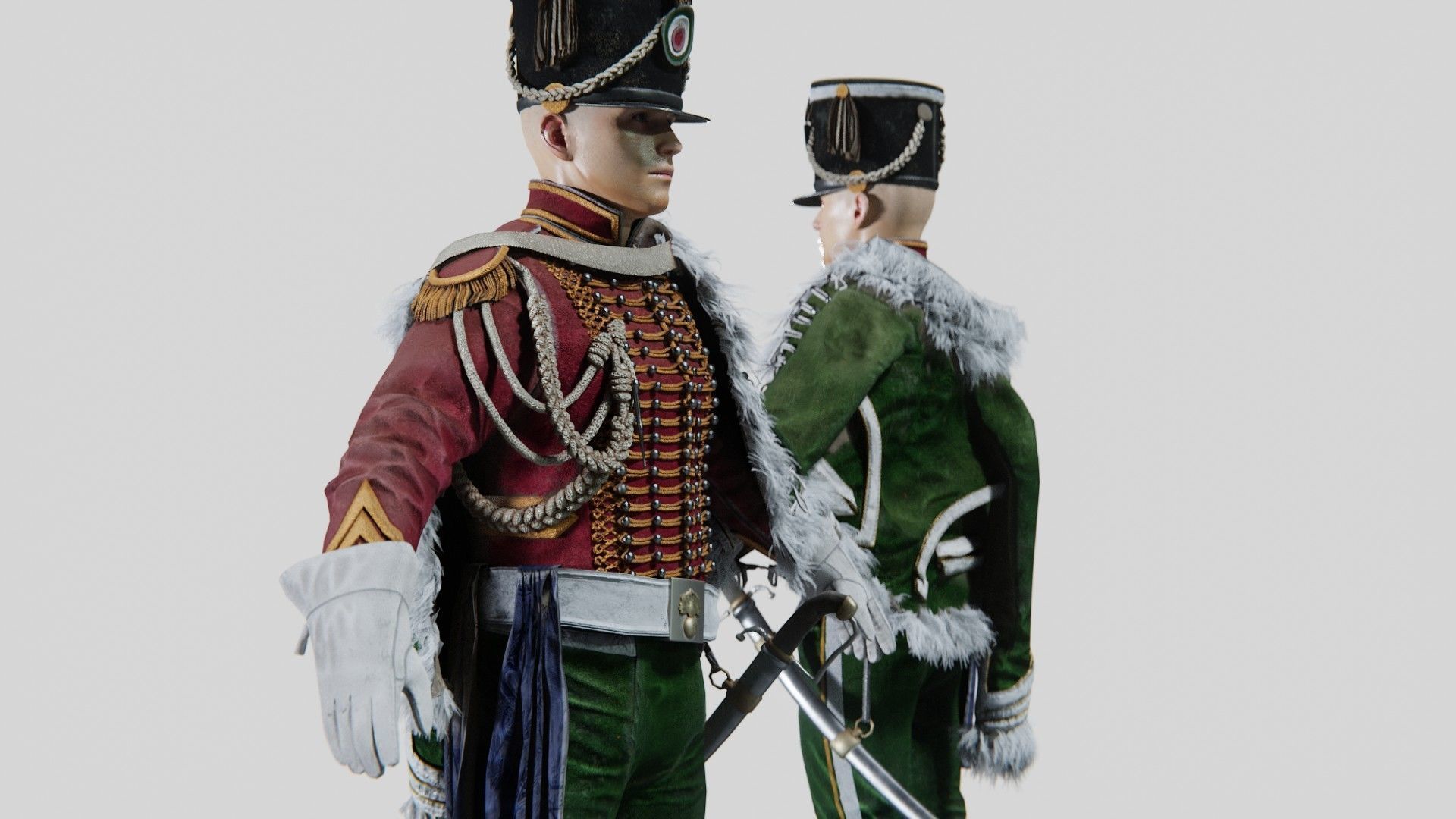 Soldier Napoleon High Rank Officer Rigged Low-poly 3D model_6