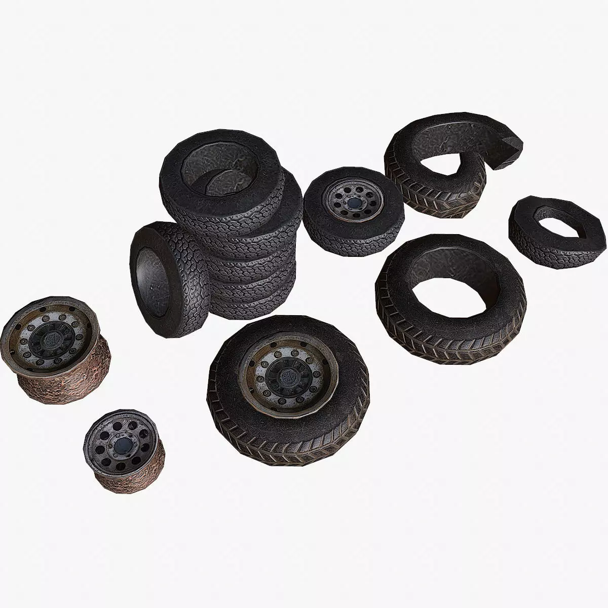 Wheels low poly tire Low-poly 3D model