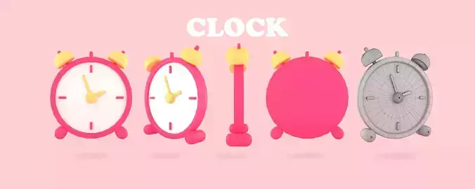 clock 3d cartoon Low-poly 3D model