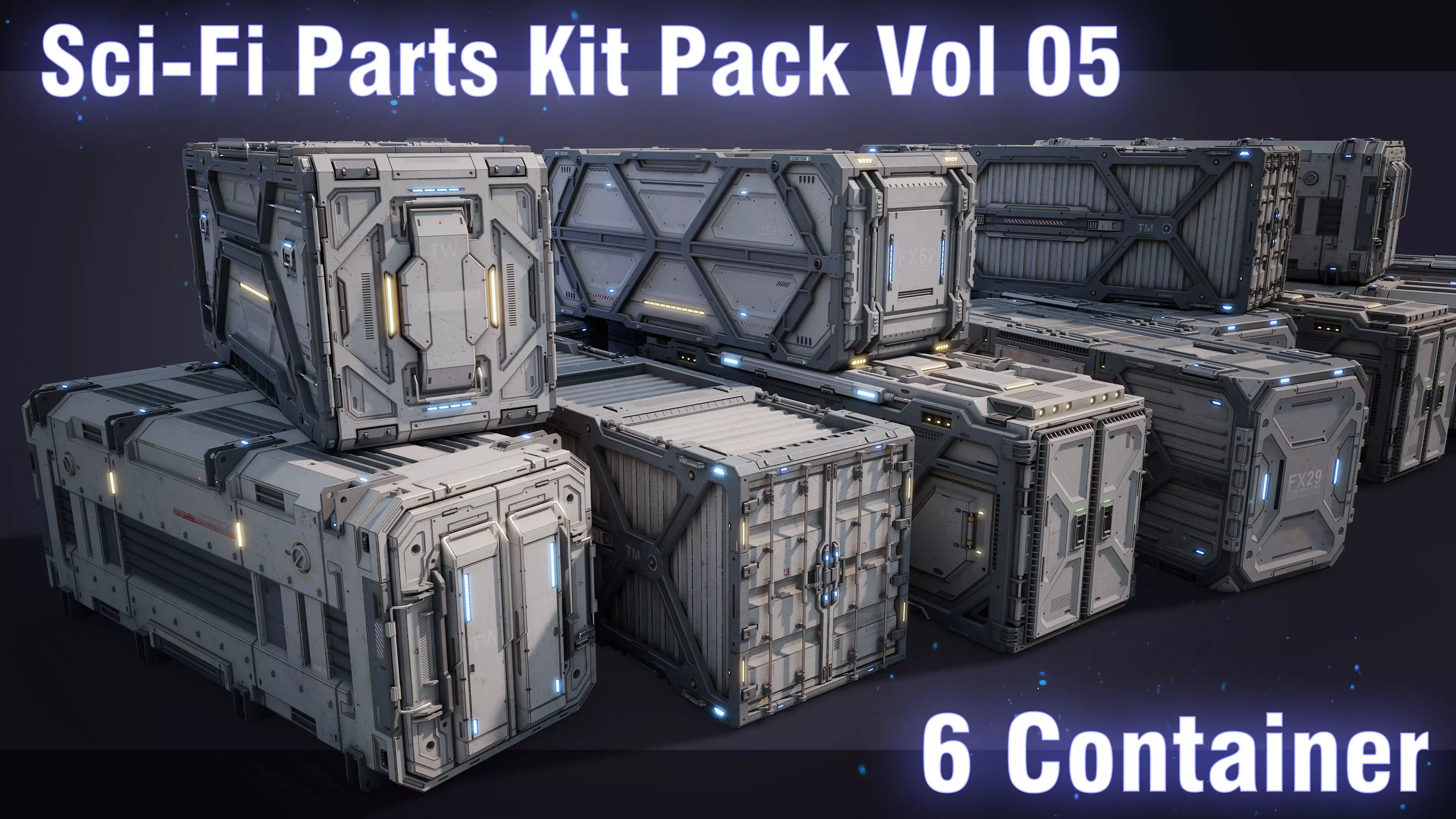 Sci-Fi Parts Kit Pack Vol 05 Container-PBR Low-poly 3D model
