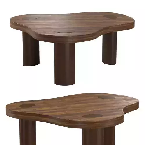 Walnut Mini Cloud Table 3D model