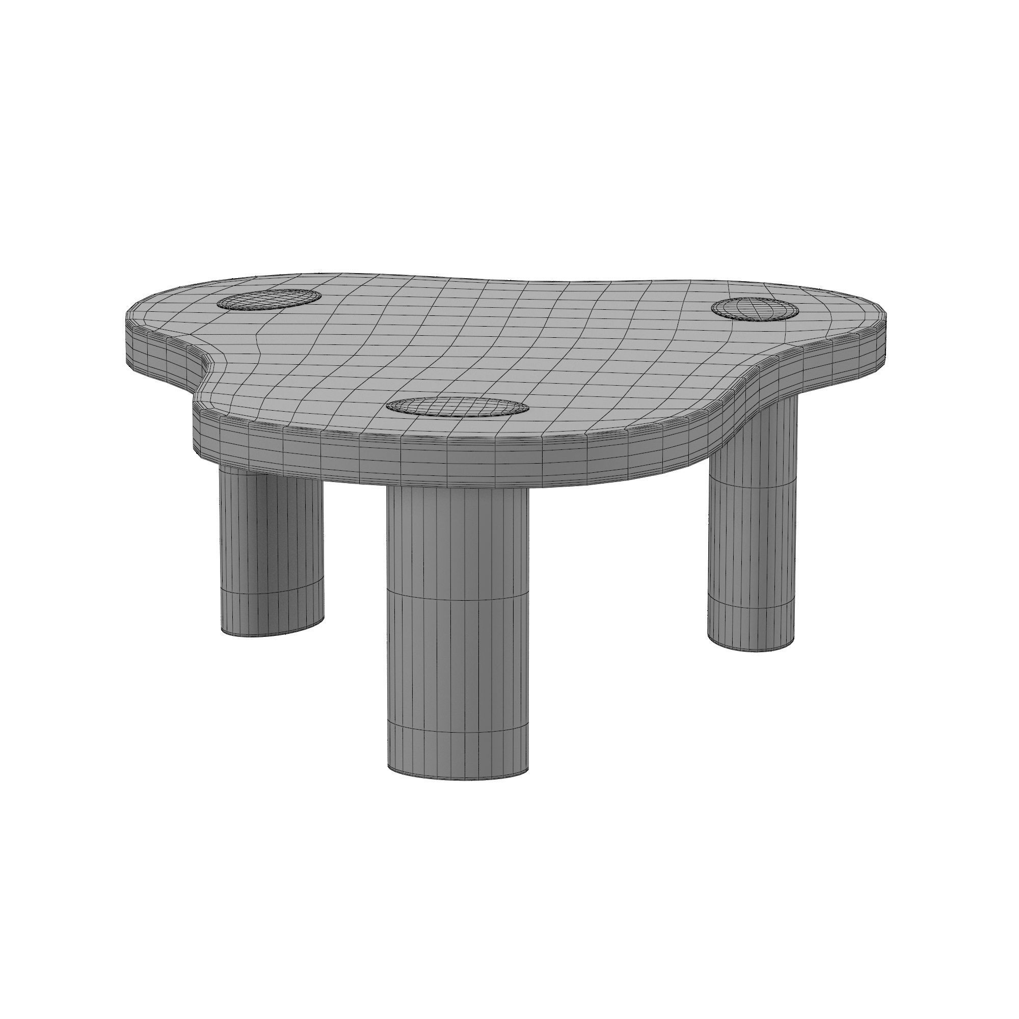 Walnut Mini Cloud Table 3D model_5