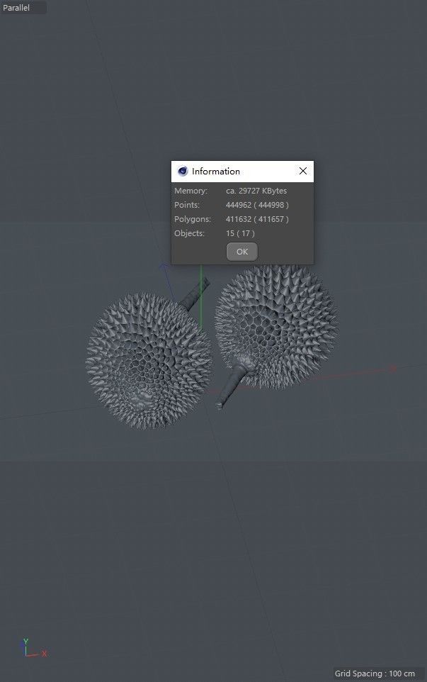 durian two kiwi fruit 3D model_3