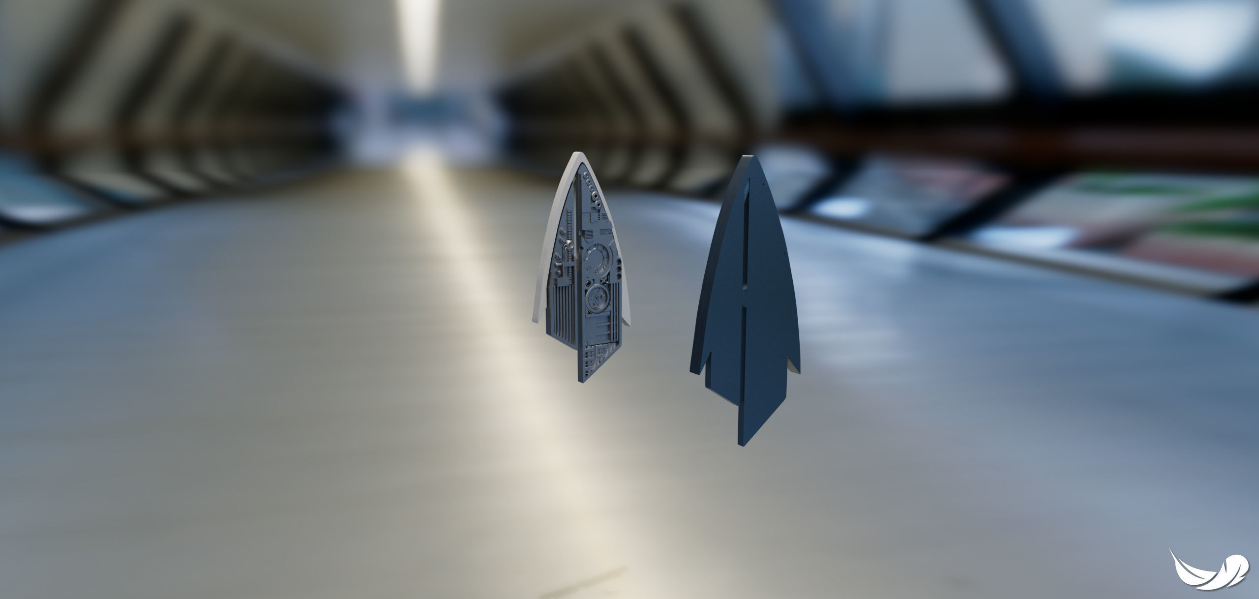 Star Trek Picard Combadge with internals 3D print model_2