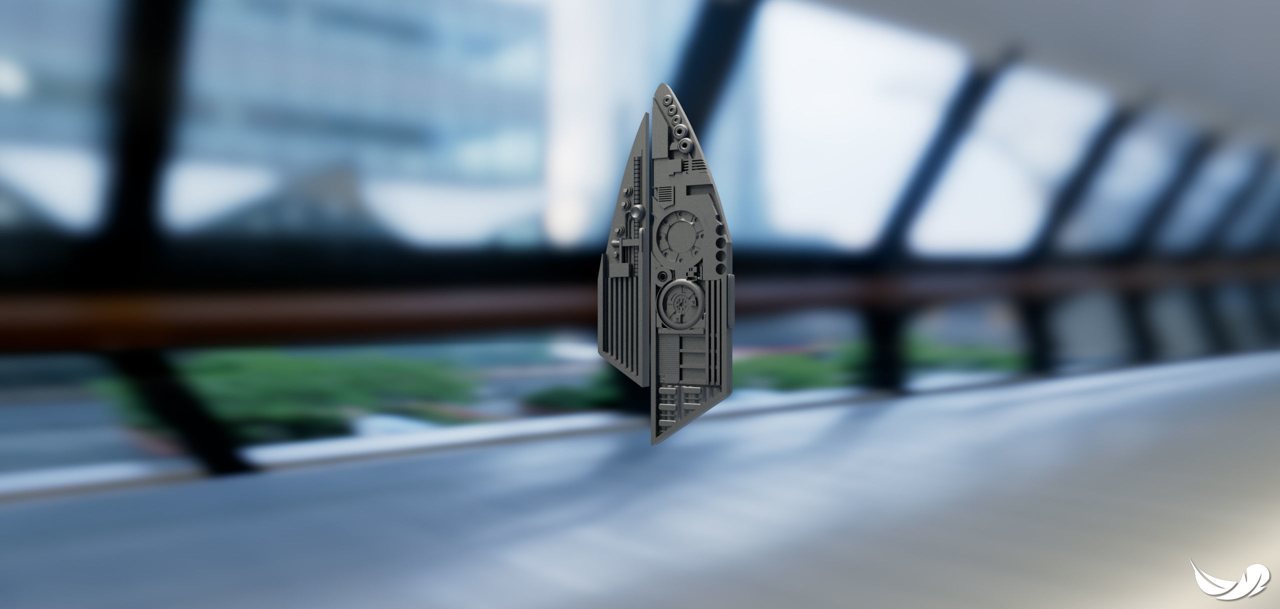Star Trek Picard Combadge with internals 3D print model_4