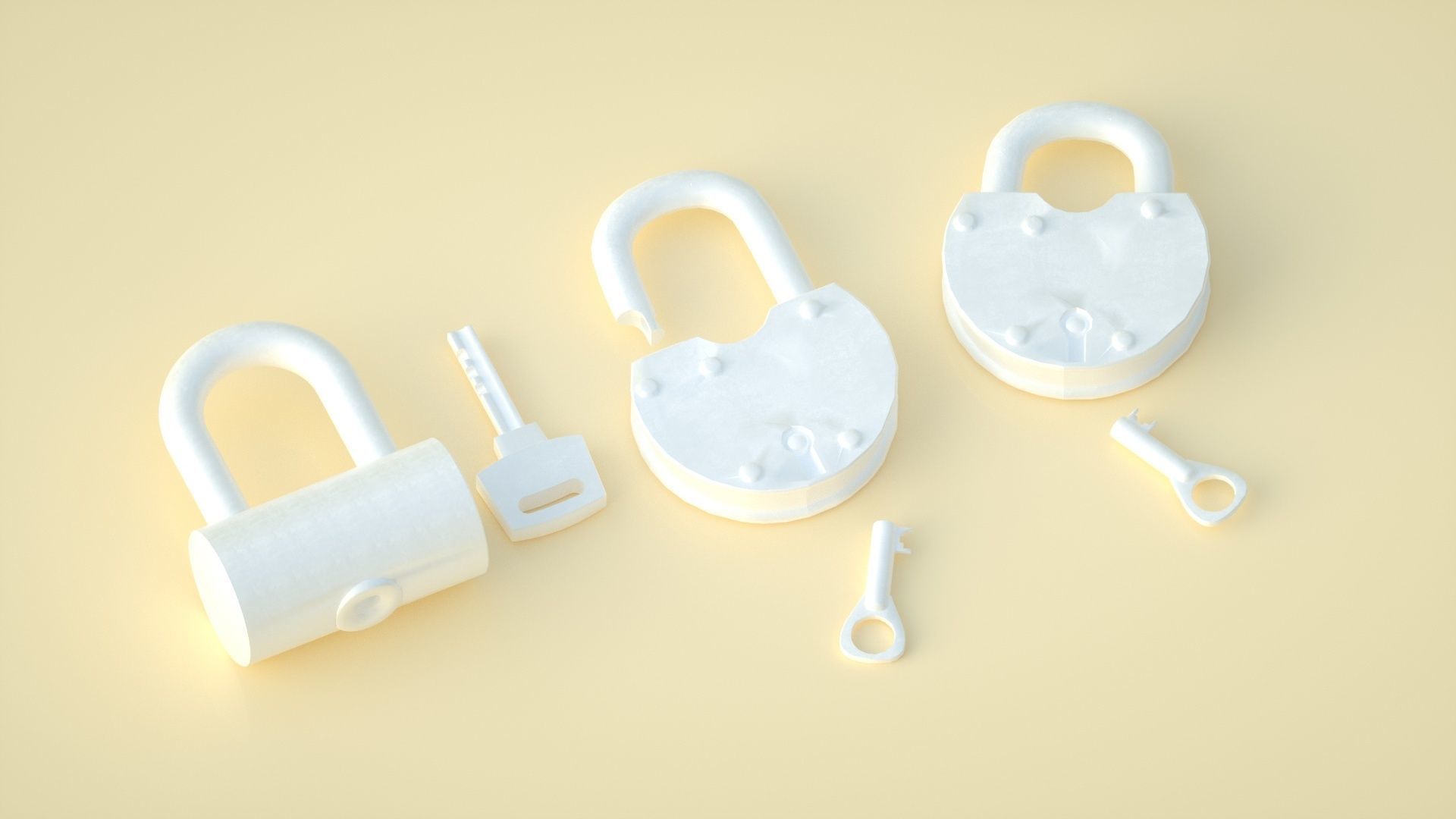 big lock iron lock lock padlock old lock antique lock 3D model_1